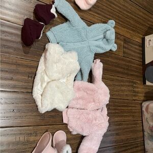 Baby Blue and Pink Fleece Outfits with Accessories